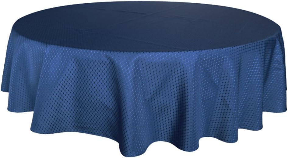 ColorBird Elegant Waffle Jacquard Tablecloth Waterproof Table Cover for Kitchen Dinning Tabletop Decor (Round, 70 Inch, Navy Blue)