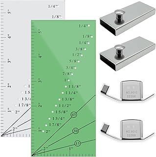 4 Pack Magnetic Seam Guide + 2 Seam Allowance Ruler, Straight Line Hems Sewing Ruler and 2 Types Perforated Seam Gauge from 1/8 to 2 Inch for Quilts, Apparel and Caps