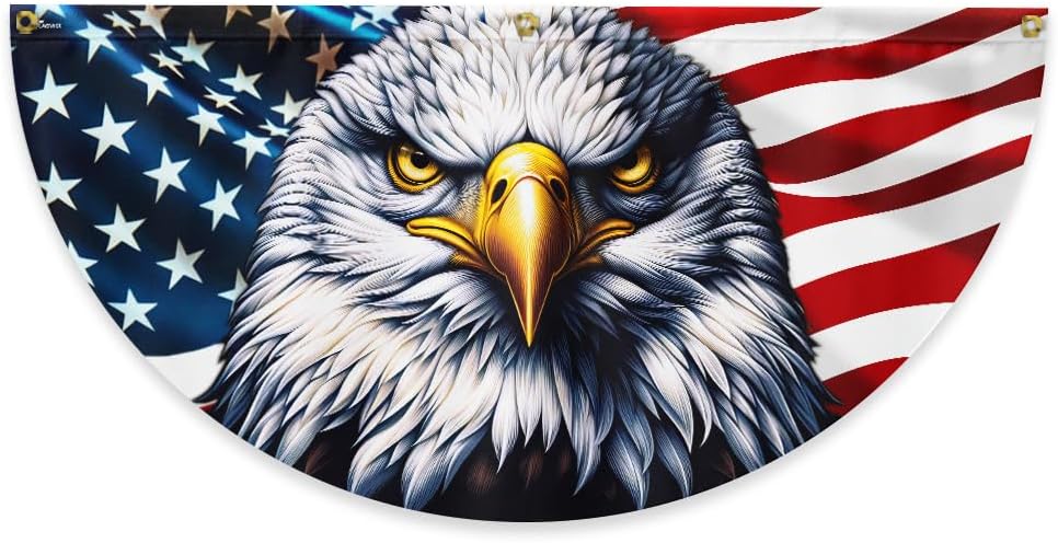 American Flag Patriotic Eagle American Non-Pleated Fan Flag TQN2902FL, 1.5x3 ft, 2 Pack Suitable for Outdoor and Indoor
