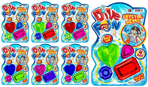 JA-RU Diving Gems Dive Crystals (6 Packs) Diving Toys Fun Swimming Pool Dive Toys Gem Diving Training Toy Sinker for Kids. Kids Summer Toys Pool Accessories Party Favors | Plus 1 Ball 879-6p