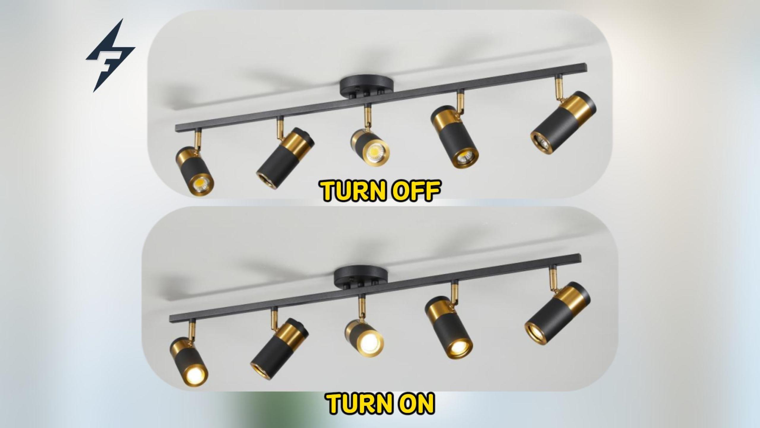 Image of White 3 Lights Track Lighting Fixtures, LED Track Lighting with Rotatable Light Head & GU10 Bulbs, Ceiling Spotlight Fixtures for Farmhouse Garage Basement Shower
