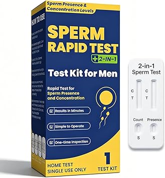 Sperm Test Kit for Men, 2-in-1 Sperm Check Fertility Screening with At-Home Semen Analysis, Accurate Semen Concentration Result in Minutes for Fertility Planning, Easy to Use