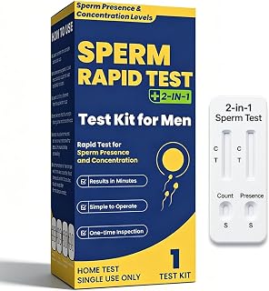 Sperm Test Kit for Men, 2-in-1 Sperm Check Fertility Screening with At-Home Semen Analysis, Accurate Semen Concentration Result in Minutes for Fertility Planning, Easy to Use