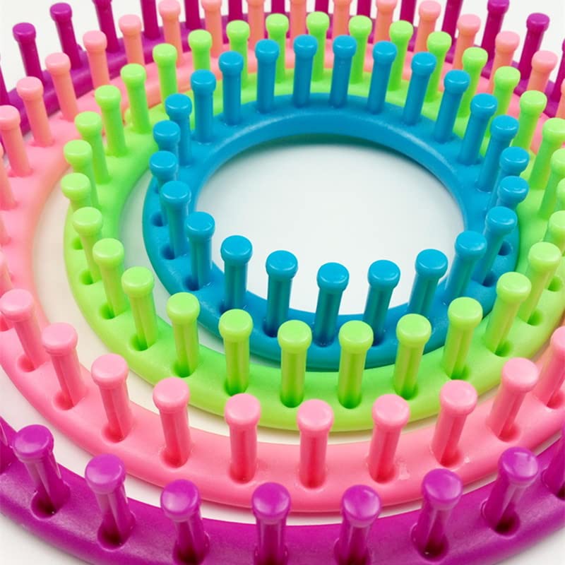 Telares De Tejer,Kit De Tejer Telar 4 Tamaño / 1 Set Bricolaje Kit de herramientas plástico círculo redondo creativo sombrero bufanda suéter círculo telares tejer de punto a mano