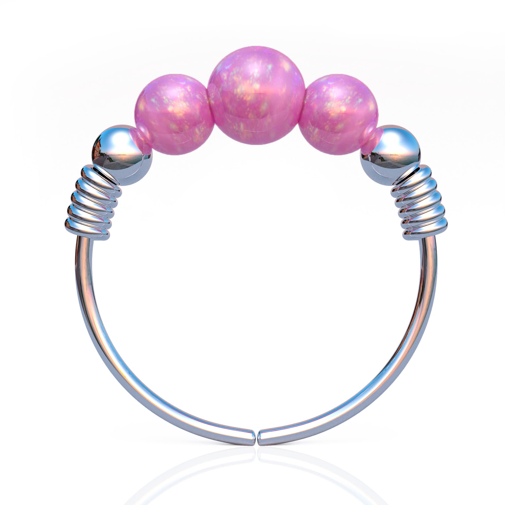 ALOME PIERCINGSPink Opal Helix Ring Piercing 20G - Thin Sterling Silver Cartilage Hoop Earring - Handmade Ear Jewelry For Women