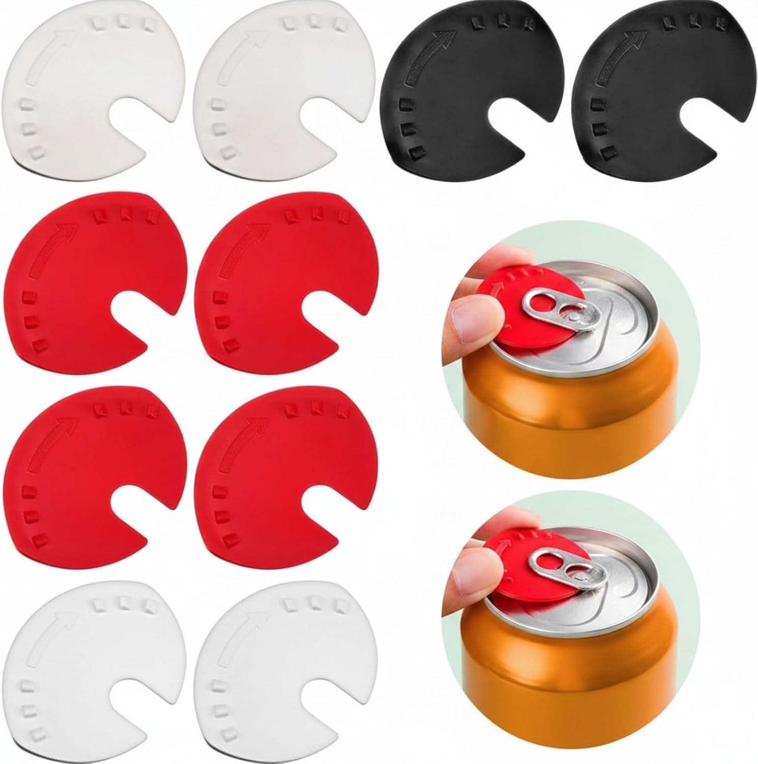 CHENGU 10 Pieces Soda Can Lid Cover, Swivel Can Sealer, Beverage Protect Cap, Plastic, Random Color (Black, White, Red)