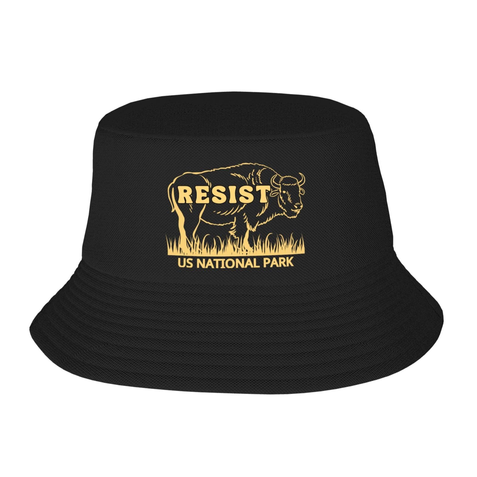 Funny Alt Us National-Park Resist Service Bison Buffalo Bucket Hats Unisex Fashion Sun Cap Summer Fisherman Caps Black