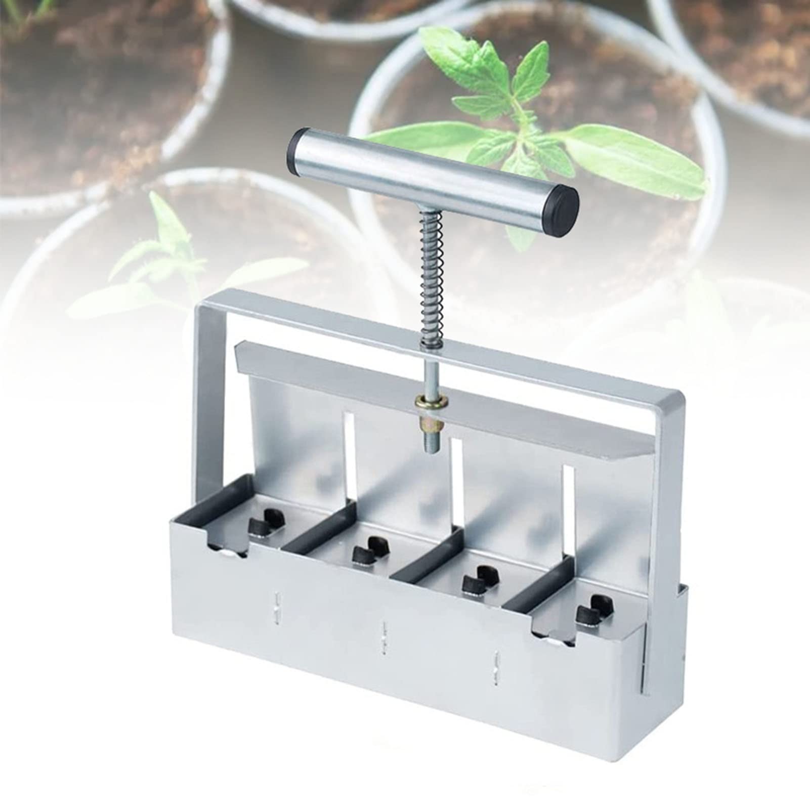 ZHJOPP Stainless Steel Handheld Soil Block Maker, Mini Hand-held Soil Block Maker for Seedlings Dispenser Greenhouse Planting