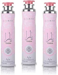Yara Rosa Fragancia Árabe Ambientador 300 ml, Dulce y Elegante con Notas Florales y de Larga Duración, Fragancia Duradera para Hogar, Oficina, Coche (Yara – Pack 3 unidades) Original