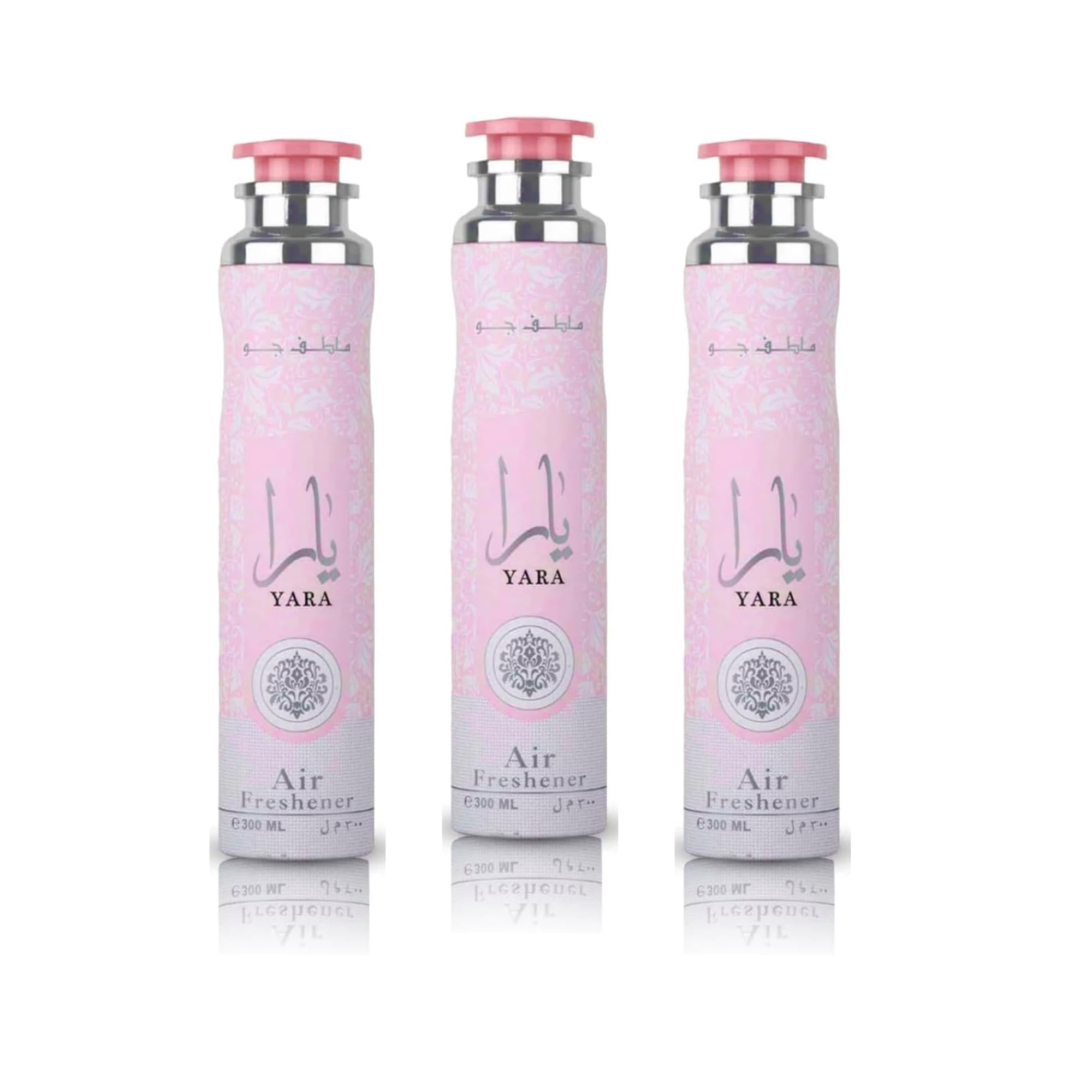 Yara Rosa Fragancia Árabe Ambientador 300 ml, Dulce y Elegante con Notas Florales y de Larga Duración, Fragancia Duradera para Hogar, Oficina, Coche (Yara – Pack 3 unidades) Original