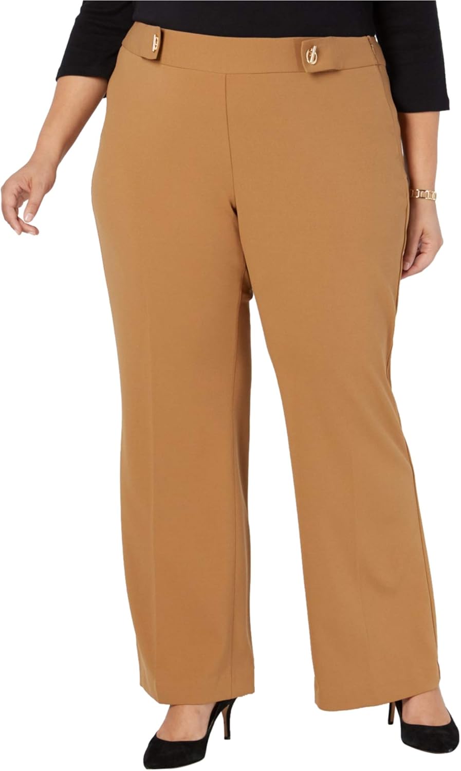 INC International Concepts Plus Size Grommet-Detail Wide-Leg Pants (26W) Camel