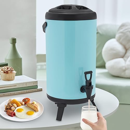 Miniatura 10 de Dispensador de bebidas con aislamiento de acero inoxidable, dispensador de bebidas calientes con grifo, dispensador térmico de bebidas frías y