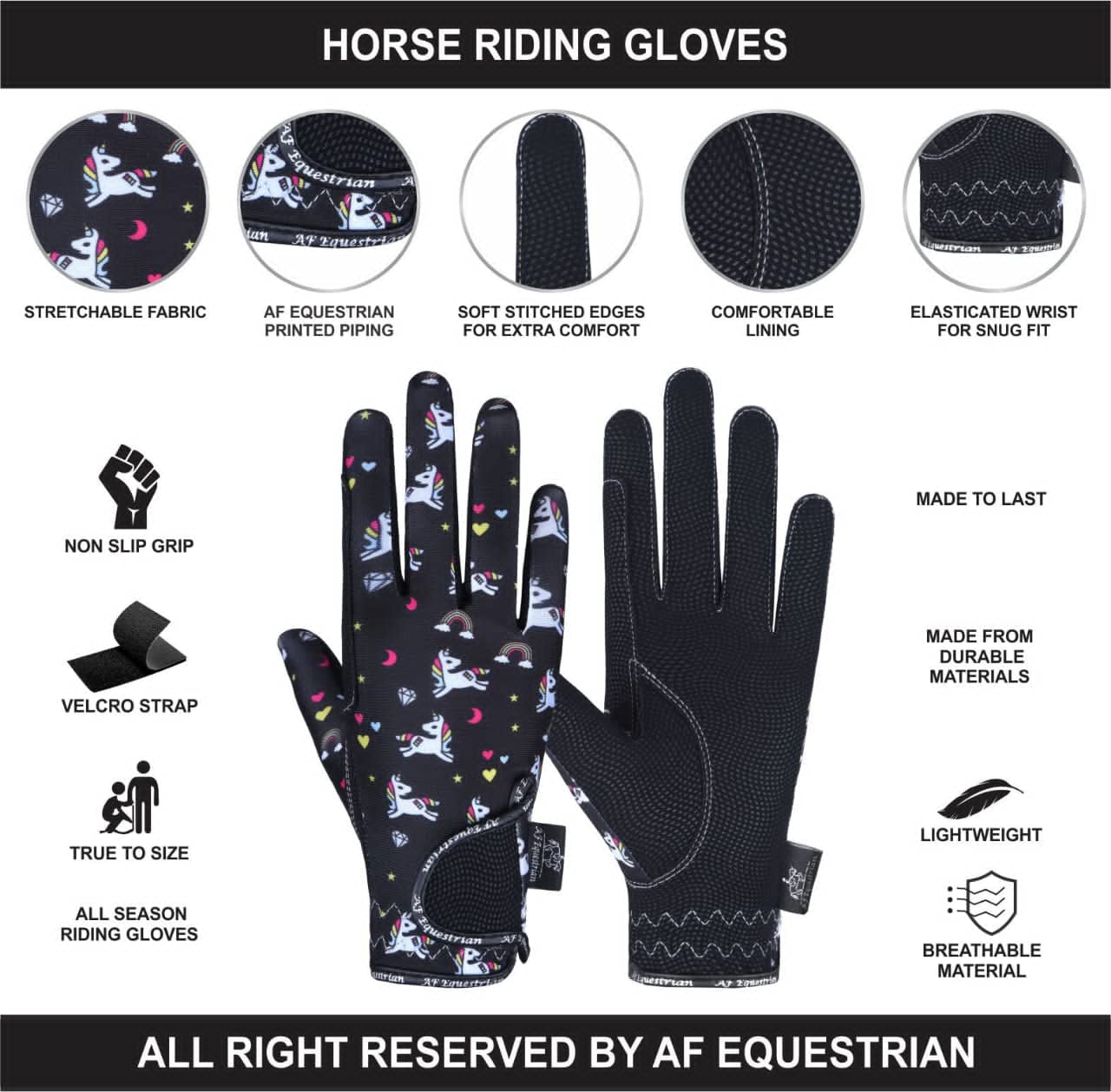 Guanti Unicorni Per Bambini - Per Equitazione, Bici E Sport All'aperto, Taglie XS-L 5-12 Anni - Foto 8