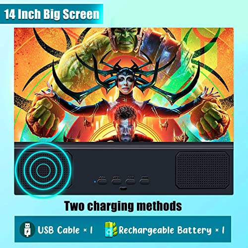 14 Inch Smartphone Screen Magnifier With Bluetooth Speaker, Cell Phone Screen Magnifier, Phone Magnifying Screen, Rechargeable Battery Included (Black With Rechargeable Battery) #TOP1