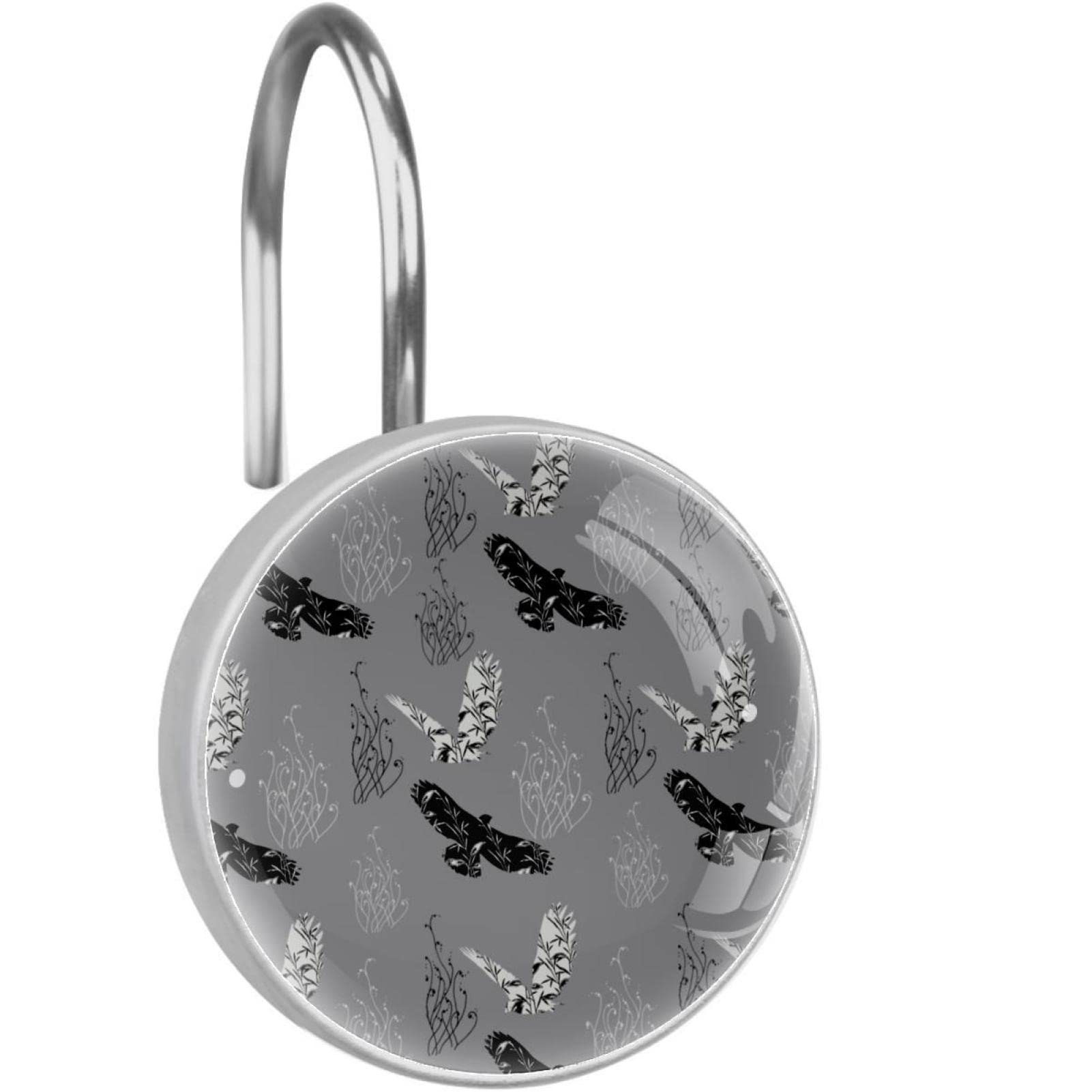 Anneaux de rideau de douche en acier inoxydable silhouette animaux pour salle de bain zen