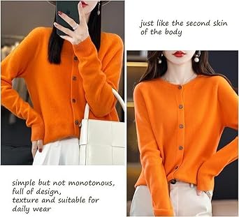 Cashmere Button Front Long Sleeve Cardigan Soft Warm Knit Elastic Jumpers,Cashmere Cardigan Sweaters for Women