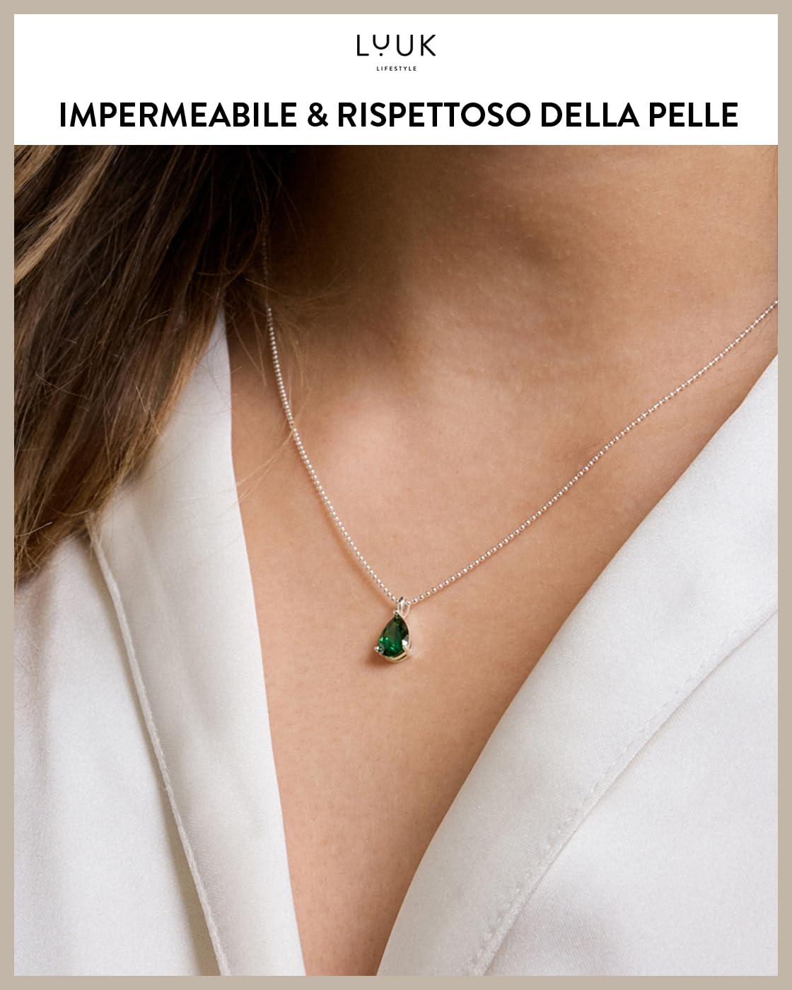 LUUK LIFESTYLE Collana in argento sterling delicata con pendente basico in cristallo solitario, pietra di zircone, idea regalo per donna, collana con pietra del mese