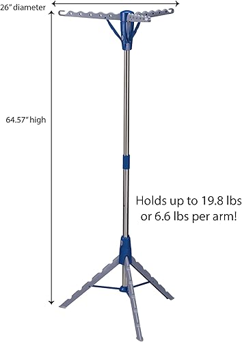 Miniatura 3 de Household Essentials 5009-1 - Trípode portátil plegable para interiores tendedero para colgar la ropa  Plateado y azul