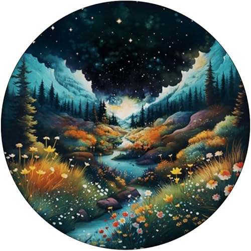 Miniatura 3 de Paisaje de acuarela encantada bosque, montaña, flores PopSockets intercambiables PopGrip
