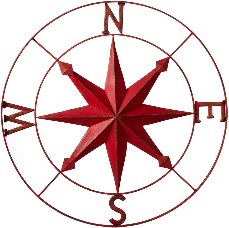 Metal Wall Decor Compass Wall Decor Distressed Red Amazon.ca Home
