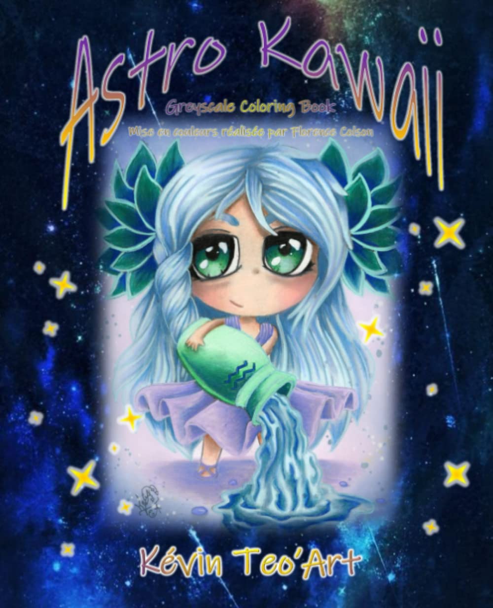 Astro Kawaii: Greyscale coloring book