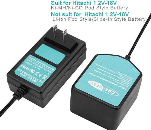 Miniatura 3 de Creabest 1.2V-18V Battery Charger Compatible with Hitachi Ni-MH/Ni-CD EB1414S EB1220HS EB1212S DS18DL 7.2V 9.6V 12V 14.4V 18V Pod Style Battery (NOT