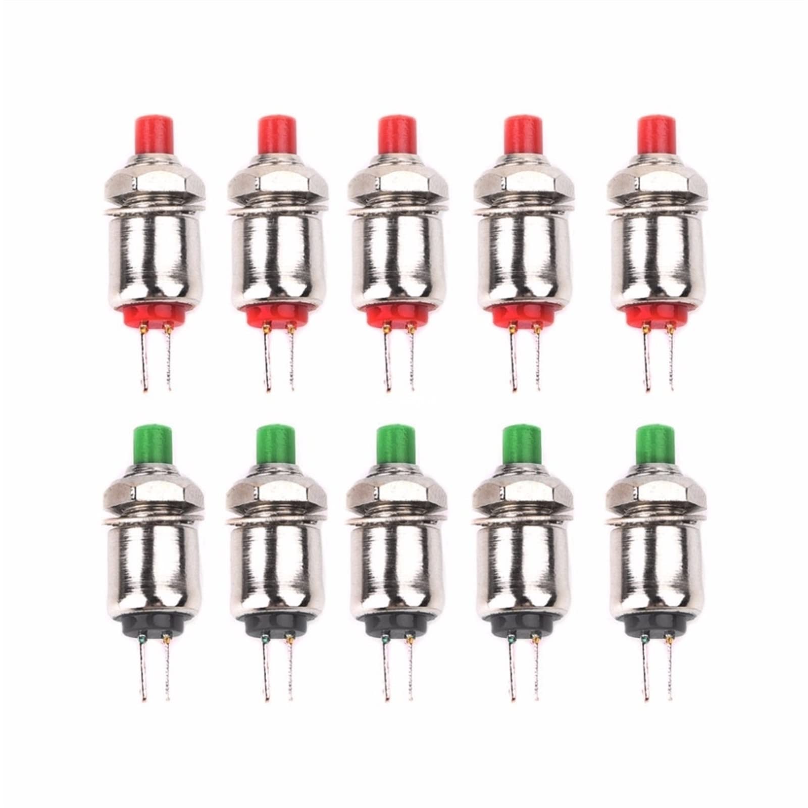 10Pcs 5mm DS-402 Mini Interruttore a Pulsante con ripristino Automatico/momentaneo 0,5A/125V (Color : Red And Green)
