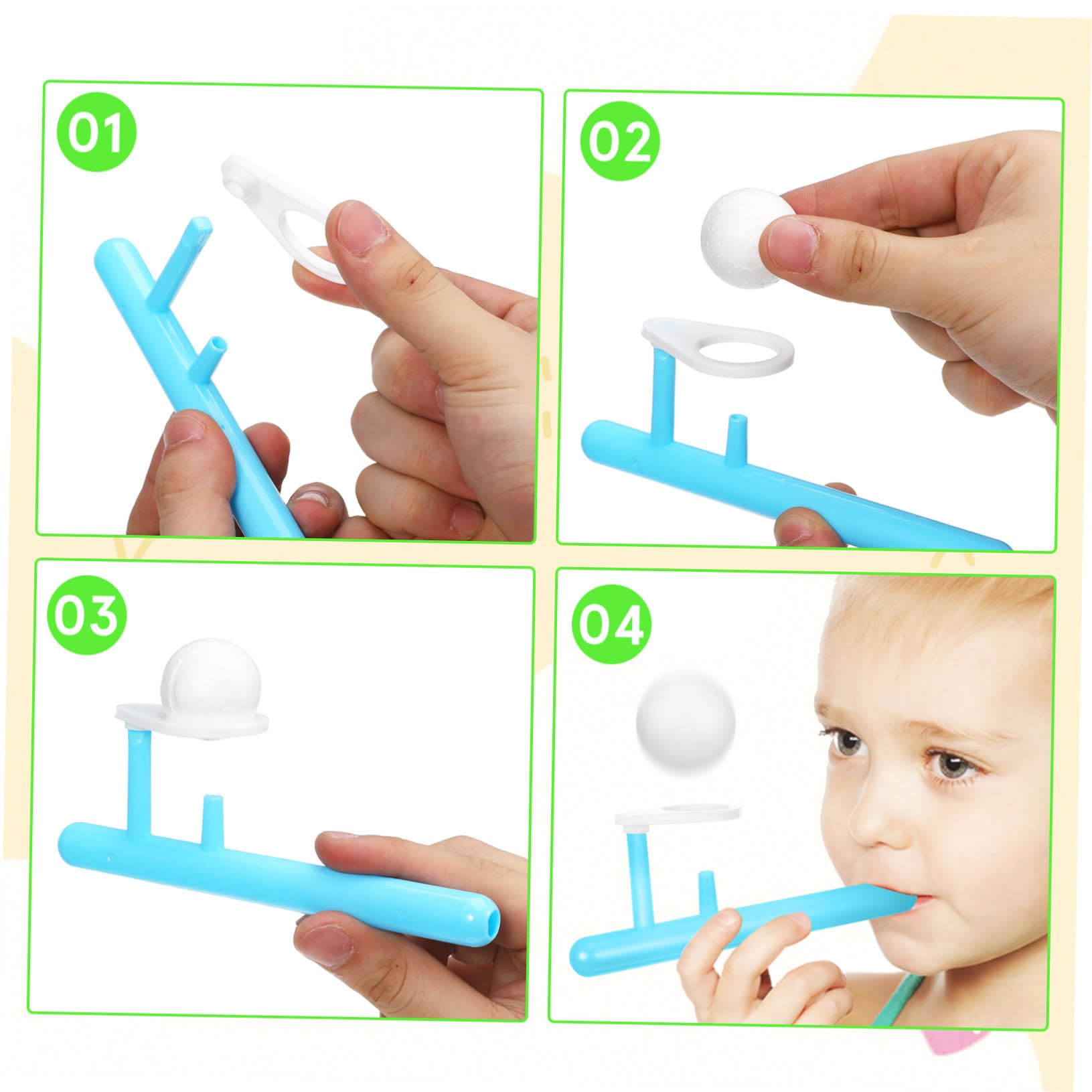 POPETPOP Jeu de Soufflage pour Garçon et Filles 24pcs Balle Flottante D'équilibre en Plastique Léger Facile à Utiliser Moments de Jeu en Famille et Fêtes