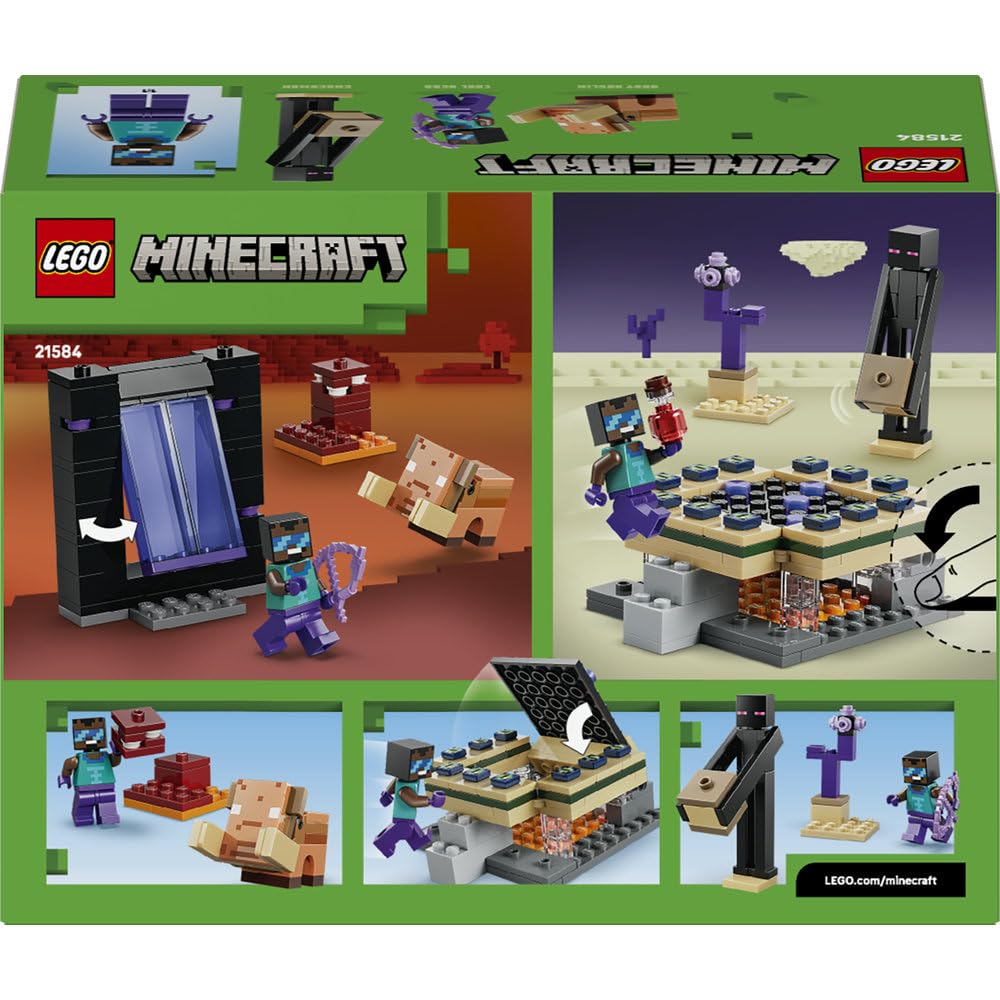 LEGO Minecraft Podróż przez portal Netheru i Kresu, zabawka konstrukcyjna dla dzieci z Endermanem i dwoma portalami, pomysł na prezent na urodziny dla 7-latka i gamingowa ozdoba do pokoju 21584