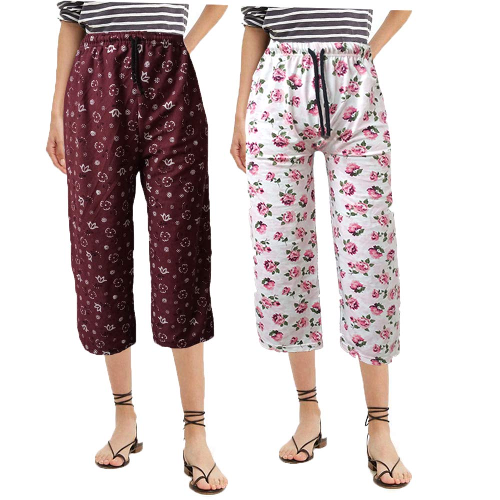 Women's Cotton Capri, Capri for Women, Nightwear Capri for Women, Printed 3/4 Pyjama, Prints May Vary (Assorted Capri)-image-20