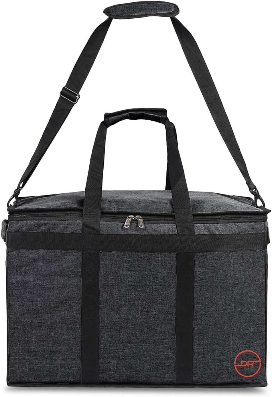 DOUBLE R BAGS Thermal Insulated Food Delivery Bag | Hot & Cold Catering Transport Box for Groceries, Bakery, Restaurants, Picnic & Shopping | 3 Compartments, 1 Pocket (59.6x35.5x38cm, Black)