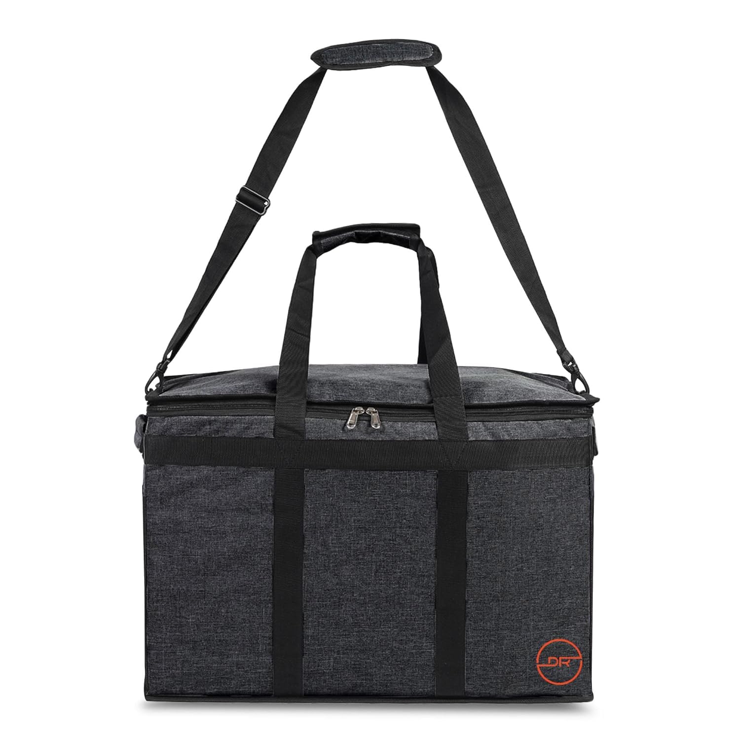 DOUBLE R BAGS Thermal Insulated Food Delivery Bag | Hot & Cold Catering Transport Box for Groceries, Bakery, Restaurants, Picnic & Shopping | 3 Compartments, 1 Pocket (59.6x35.5x38cm, Black)
