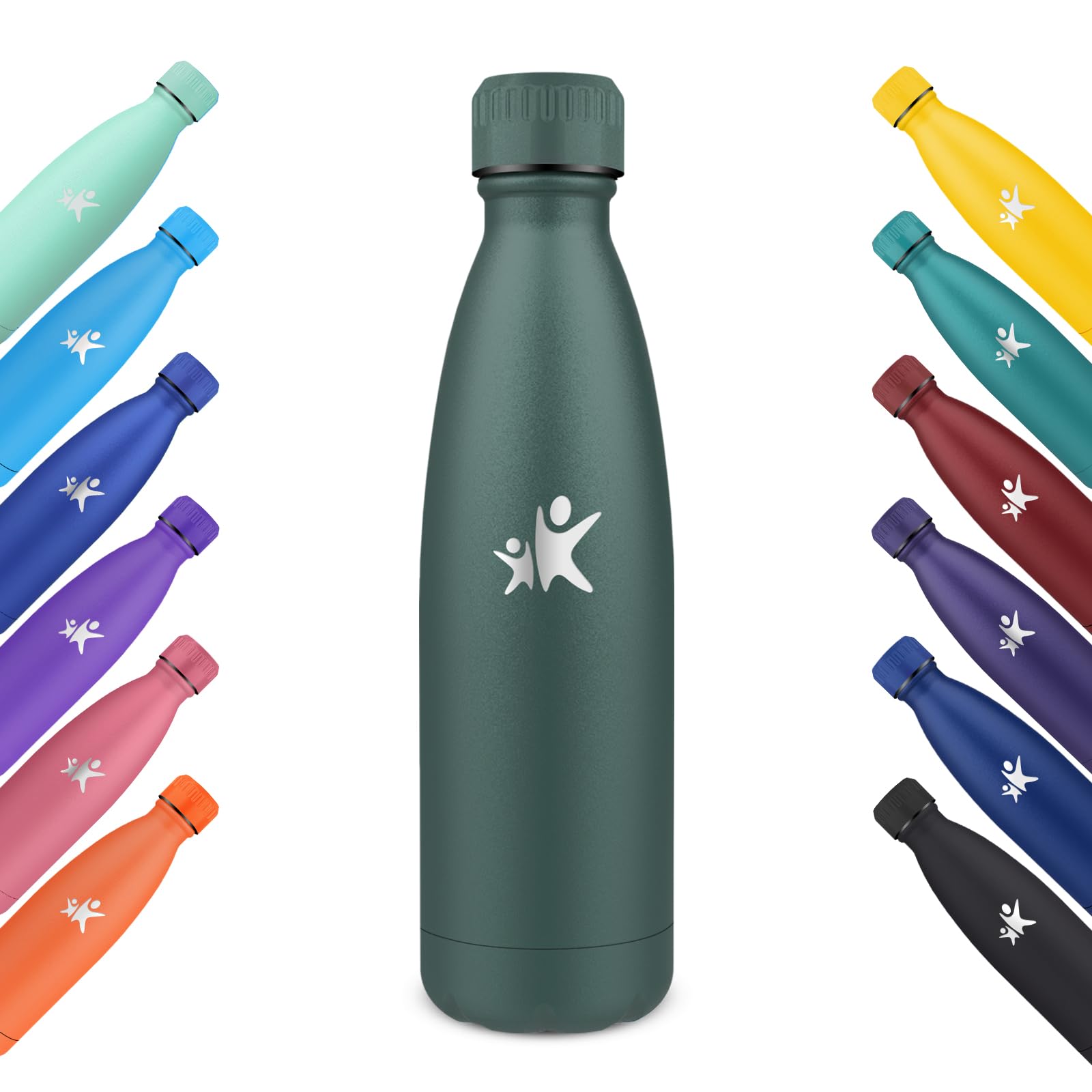KollyKolla Children's Thermos Flask, 500 ml, Stainless Steel, Suitable for Carbonated Drinks, BPA-Free Insulated Flask, Leak-Proof Thermos Flask, Water Bottle for Fitness, School, Sports, Sparkling