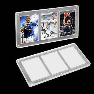 2pack 35PT Card Display Case, Acrylic TCG Triple Cards Frames Clear Card Display Case 3-Slot Magnetic Card Display Transparent Card Stands for Standard Comic Sports Baseball Cards