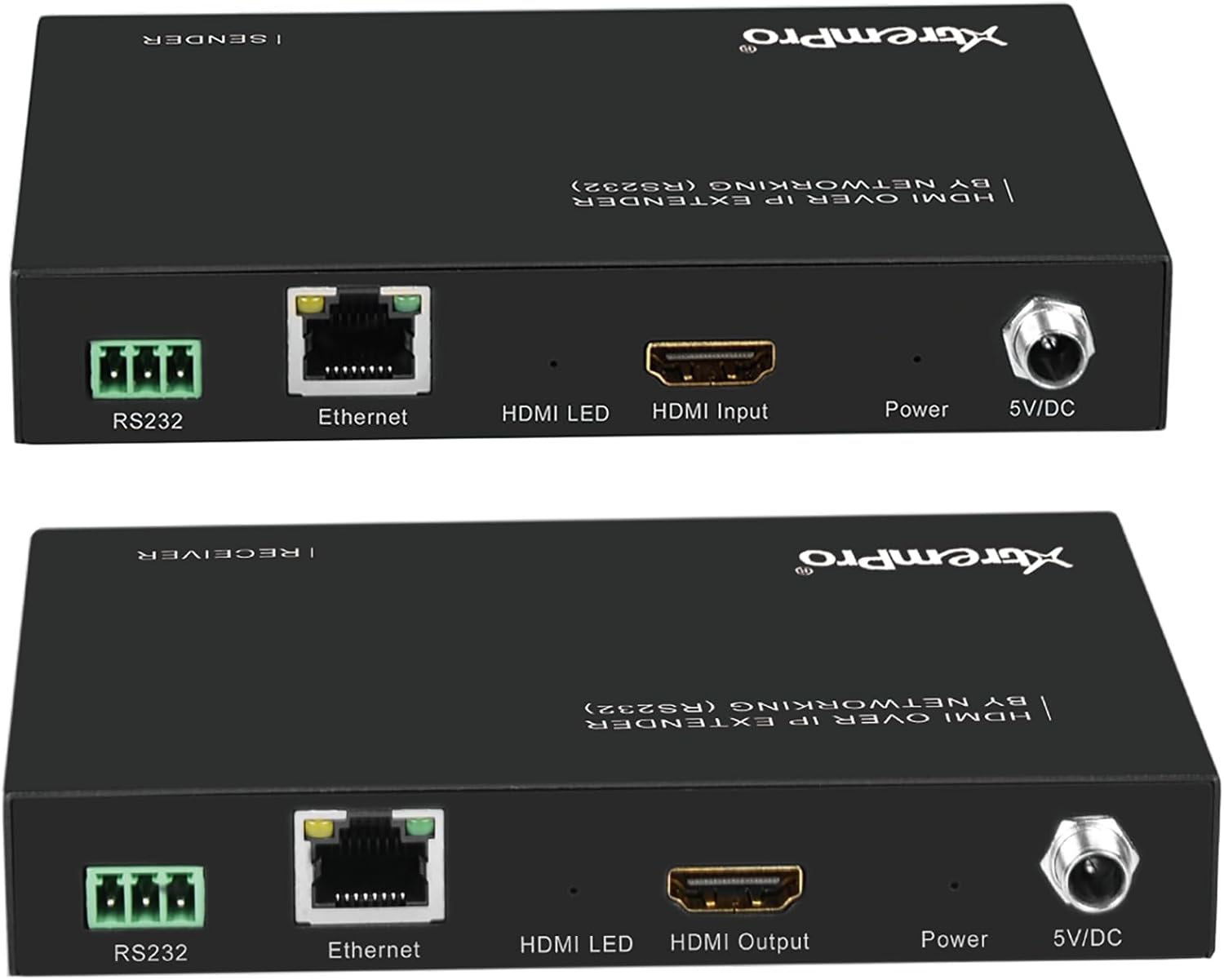 HDMI Extender Over IP Optical Fiber w/IR Single w/Transmitter and Receiver Up to 12.4 Miles/20KM, 1080p 60Hz, RS232 – Black (61008)