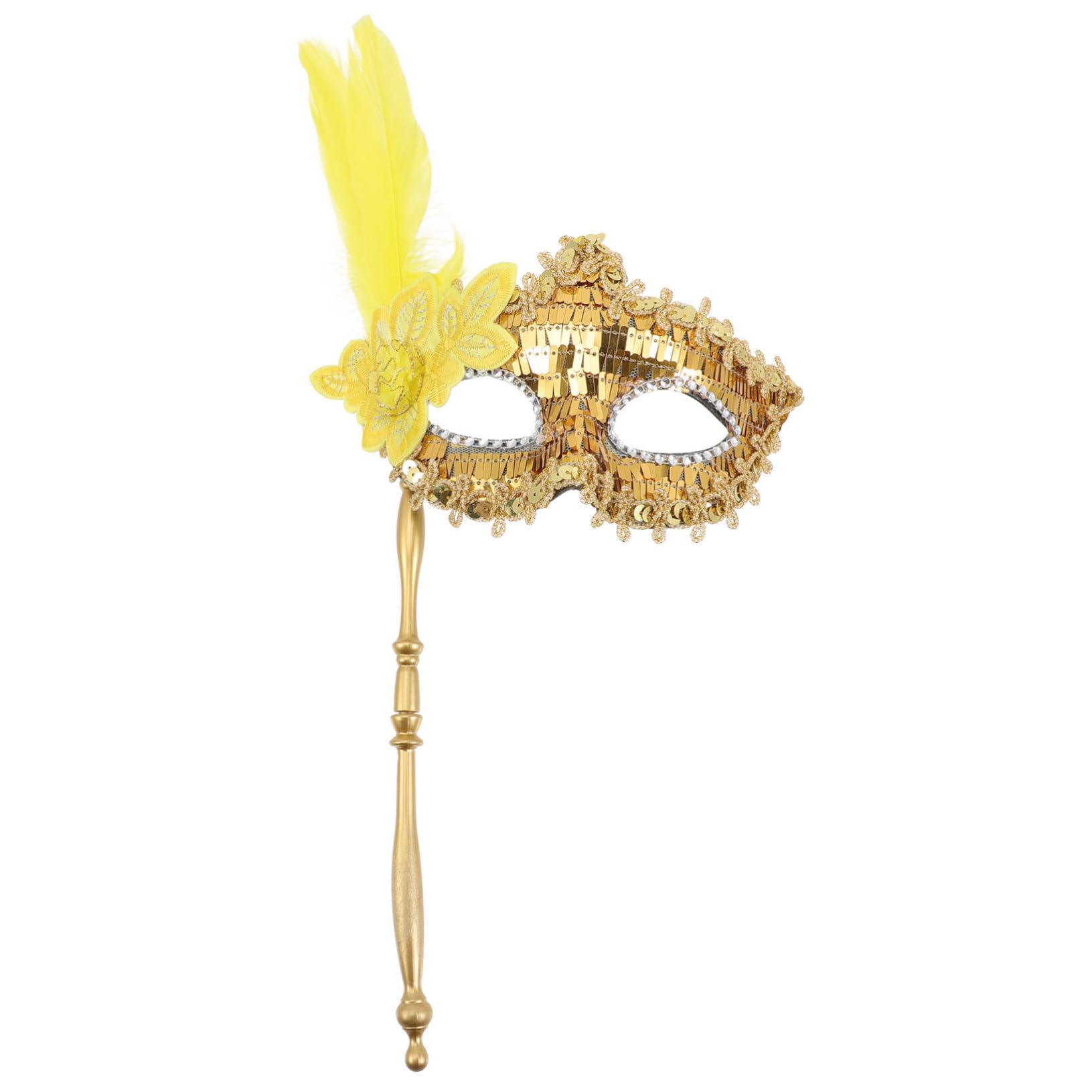 LIFKOME Masquerade Stick Mask for Women Sequin Half-face Carnival Costume Accessory for Parties Photo Props and Masquerade for Halloween and Festivals