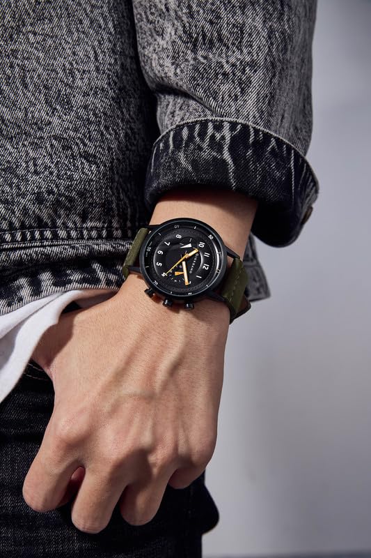 Image of Giordano Analog Sporty Multi-Functional Watch for Men with Round Shape dial and Leather Strap