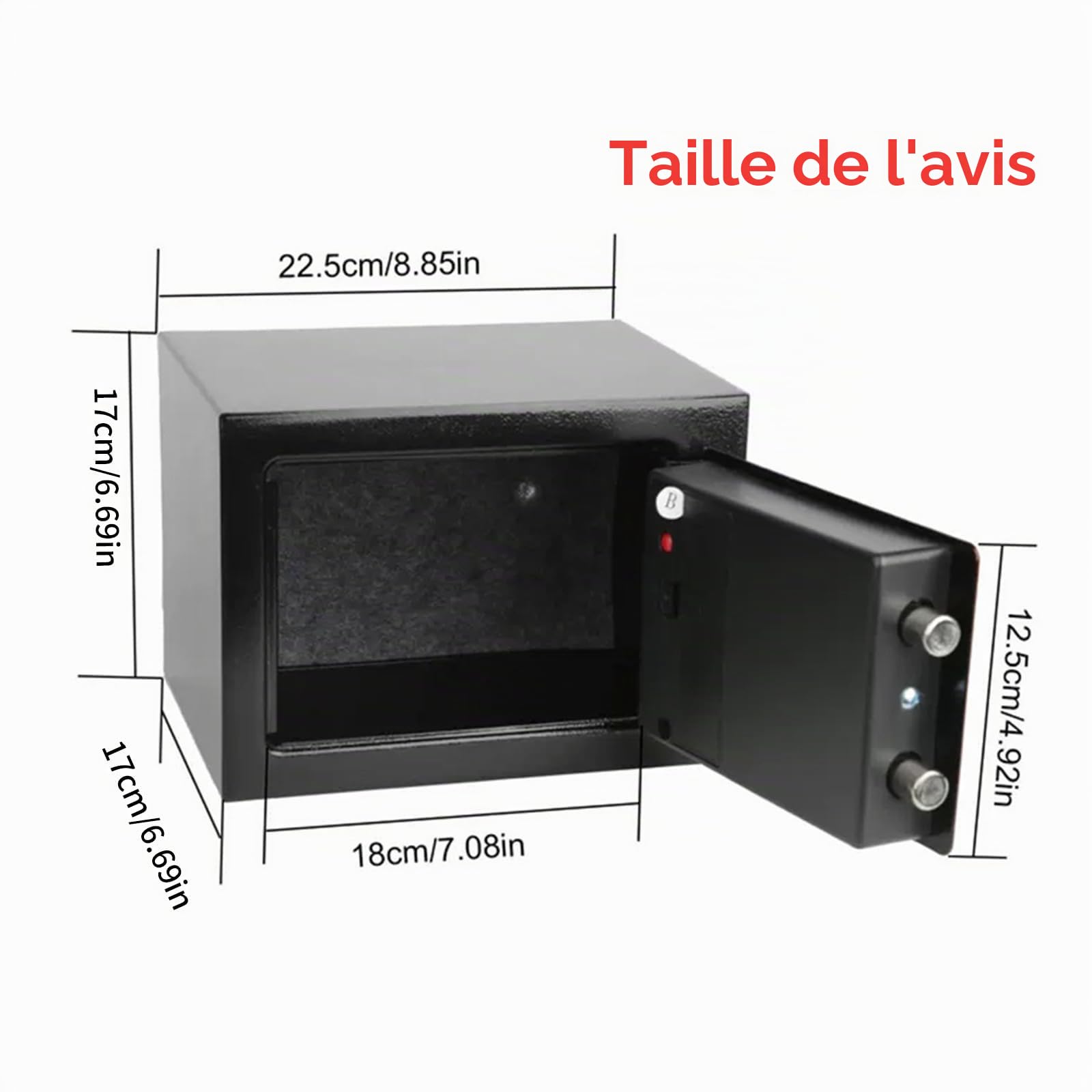 Coffre-fort de 4,6 l pour la maison, coffre-fort électronique antivol avec 2 clés, coffre-fort étanche, boîte de sécurité numérique pour objets de valeur, argent liquide et documents importants
