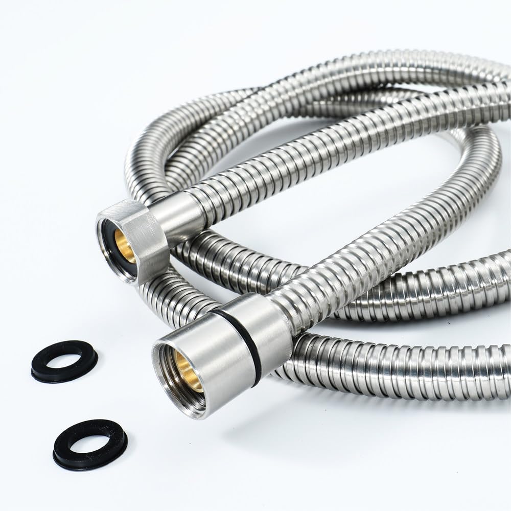 Manguera de ducha flexible de acero inoxidable de 1,5 m con tubo de ducha de repuesto universal antitorsión G1/2 pulgadas, a prueba de fugas y fácil de instalar