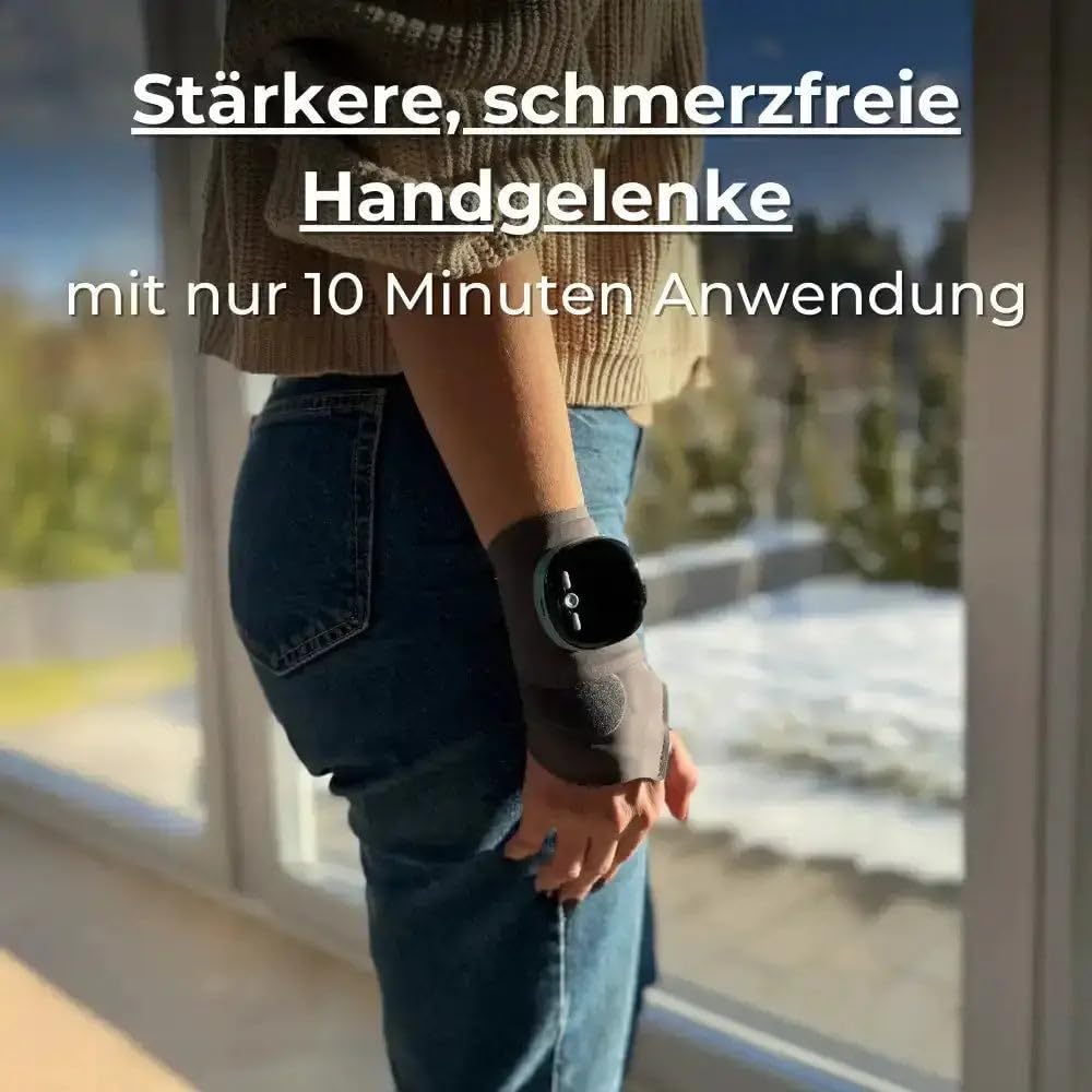 asipu Nervio 3-in-1 – Effektive Schmerzlinderung handgelenkstütze mit wärme, handgelenk massage für Gelenkschutz Kabelloses EMS Handgelenk Massagegerät mit Wärme, 9 Intensitäten & 5 Modi