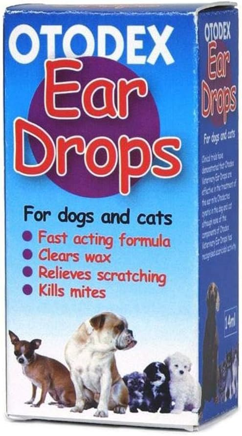 PetLife Otodex Cat and Dog Ear Drops - kills mites removes wax 14ml