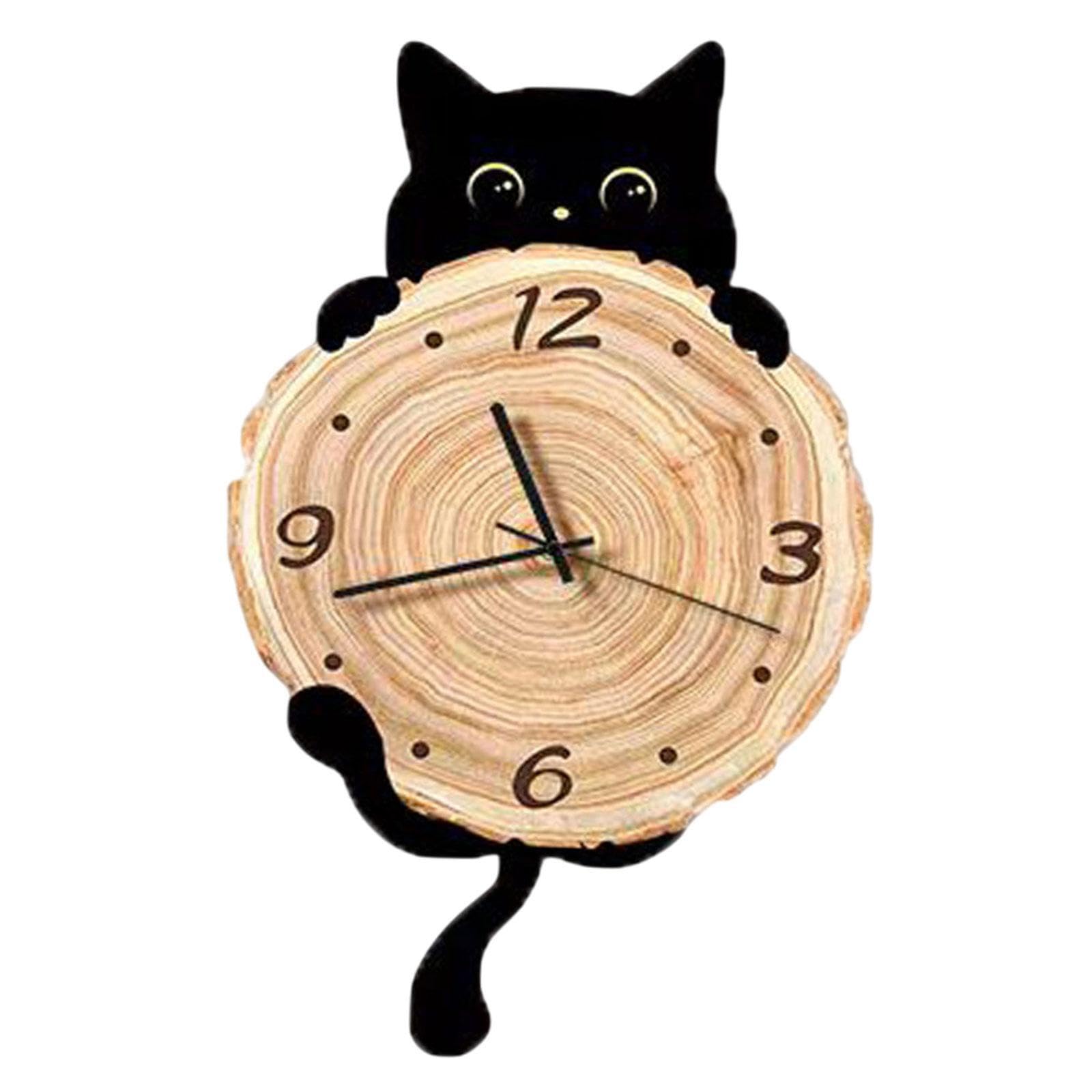 Horloge murale chat decorative pour bureau et chambre zen