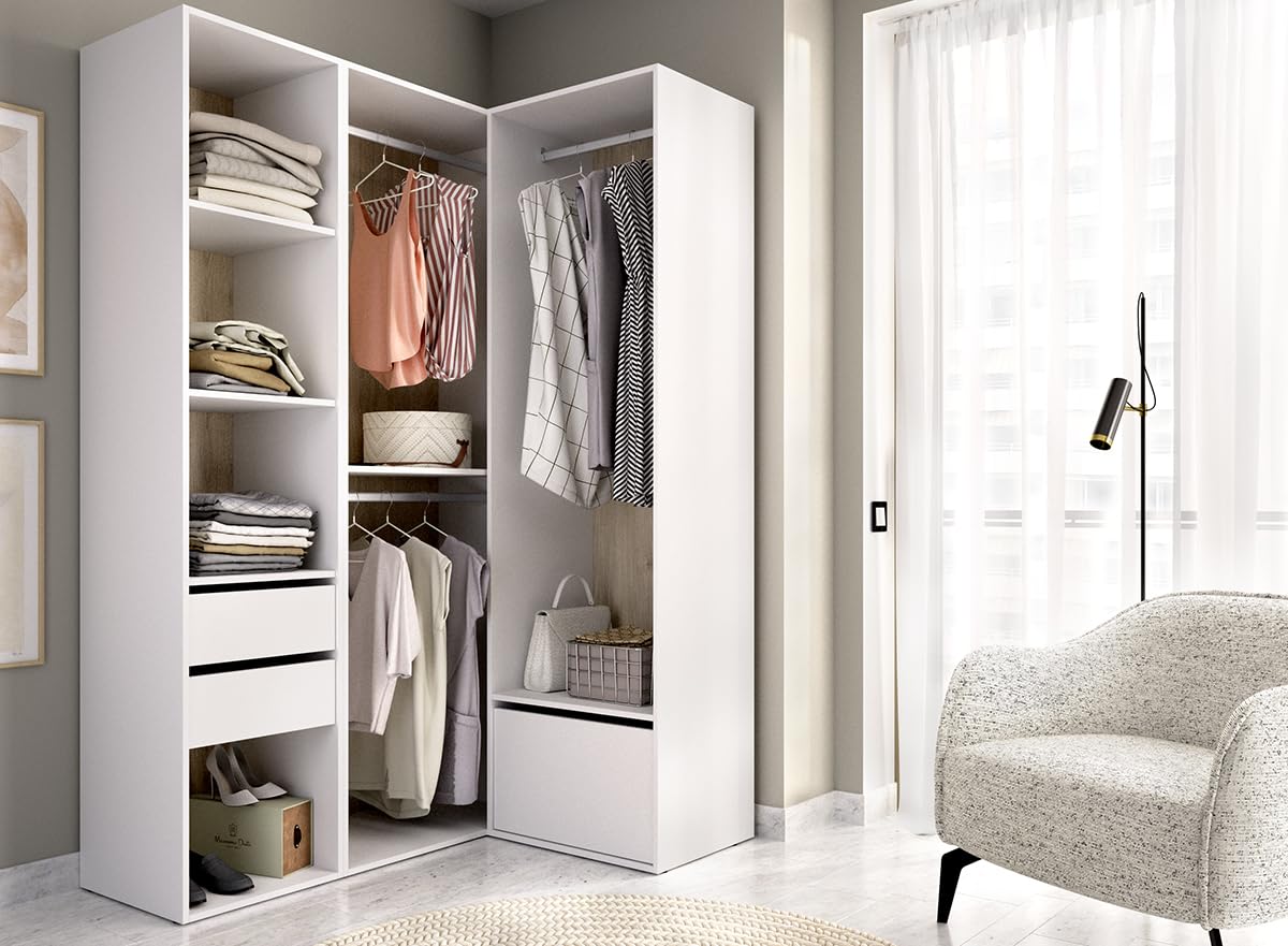 DEKIT Grupo RIMOBEL-Conjunto Armario-VESTIDOR Rincon con Trasera Reversible