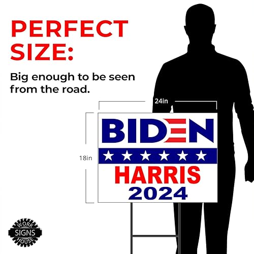 Miniatura 4 de Letrero de una sola cara BIDEN HARRIS 2024 JOE KAMALA BIDEN Star Yard Sign con soporte