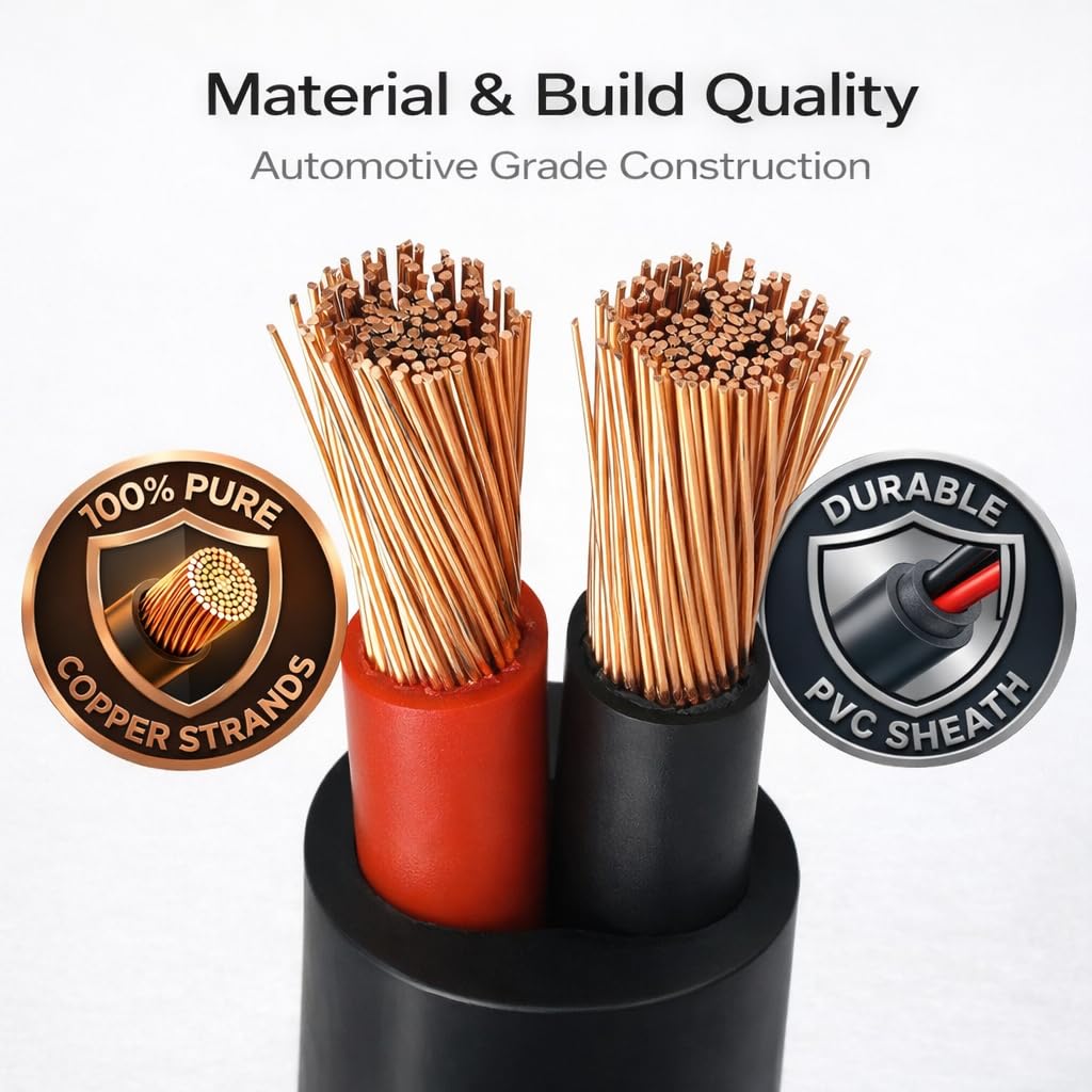 Cable de pared delgado de 2 núcleos redondos para automóviles, 12 V, 24 V, alambre de cobre (1,0 mm², 16,5 amperios, rollo de 30 metros)
