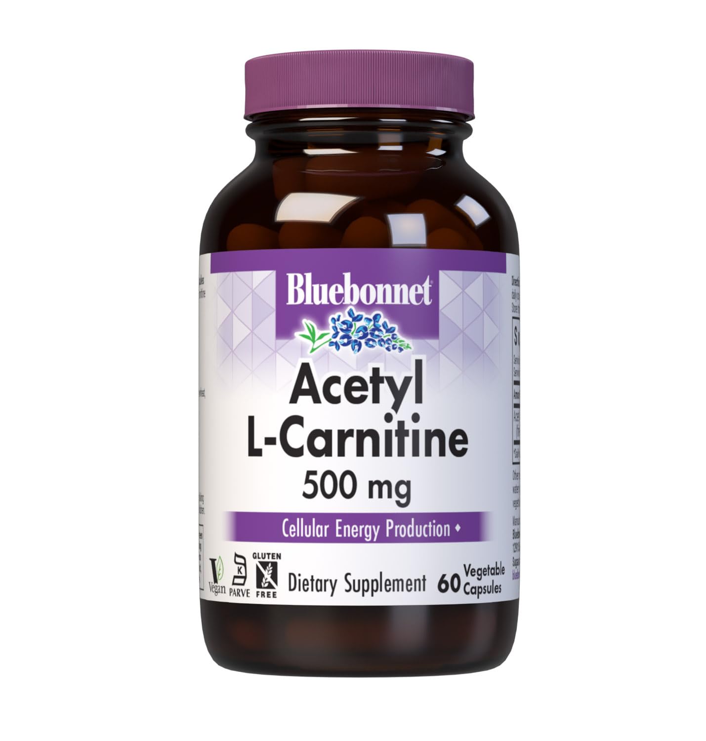 Bluebonnet Acetyl L-Carnitine 500 mg Vitamin Capsules, 60 Count 60 Count (Pack of 1)