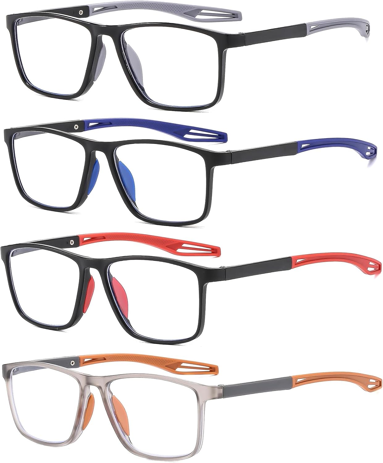 Blue Light Filter Reading Glasses Unisex Reading Glasses Sporty Fashionable Glasses Lightweight Comfortable Reading Glasses Anti Blue Light Reading Glasses Pack of 4 Multicoloured 2.0X