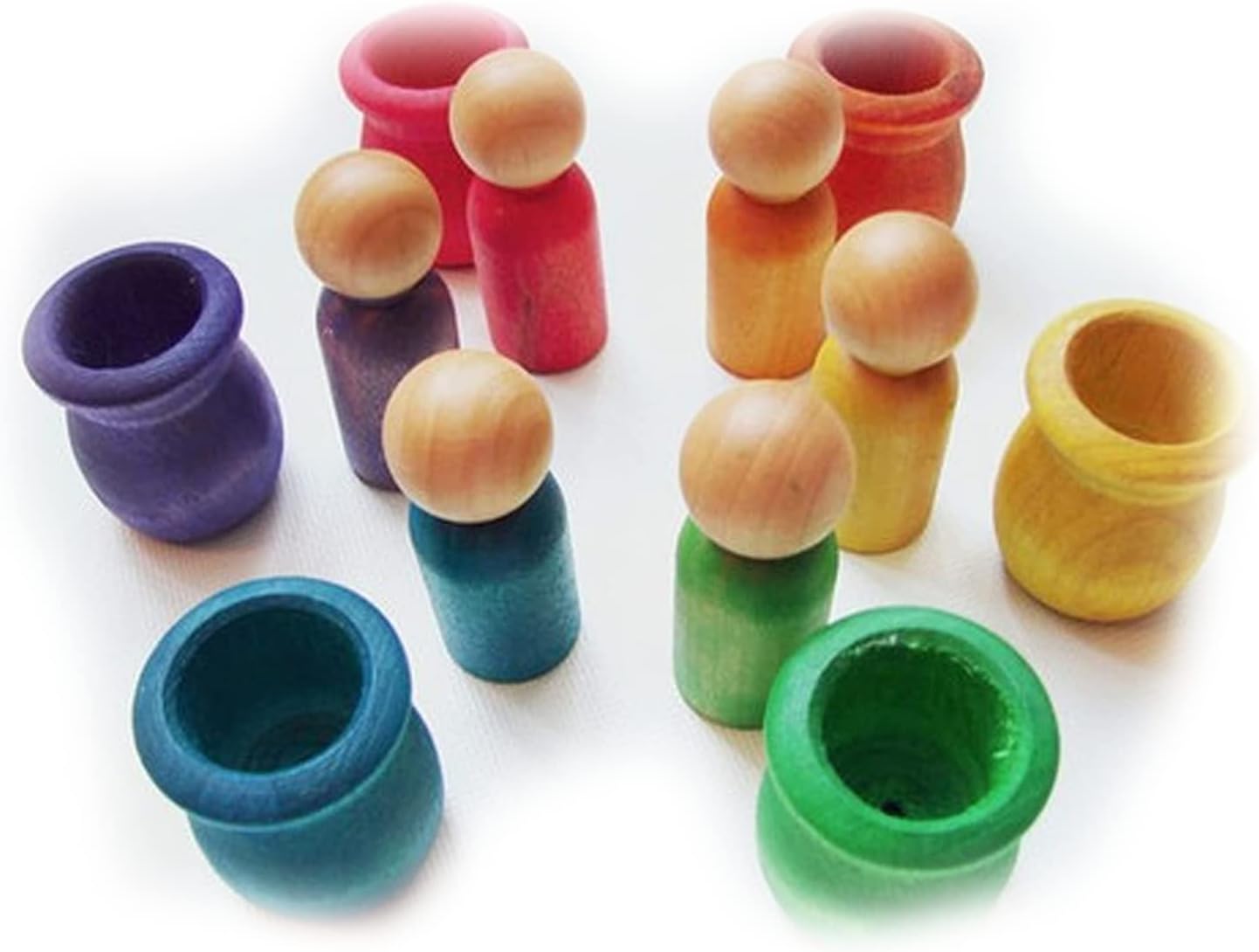 Little People Rainbow World Pretend Peg People and Cups Dexterity Toy