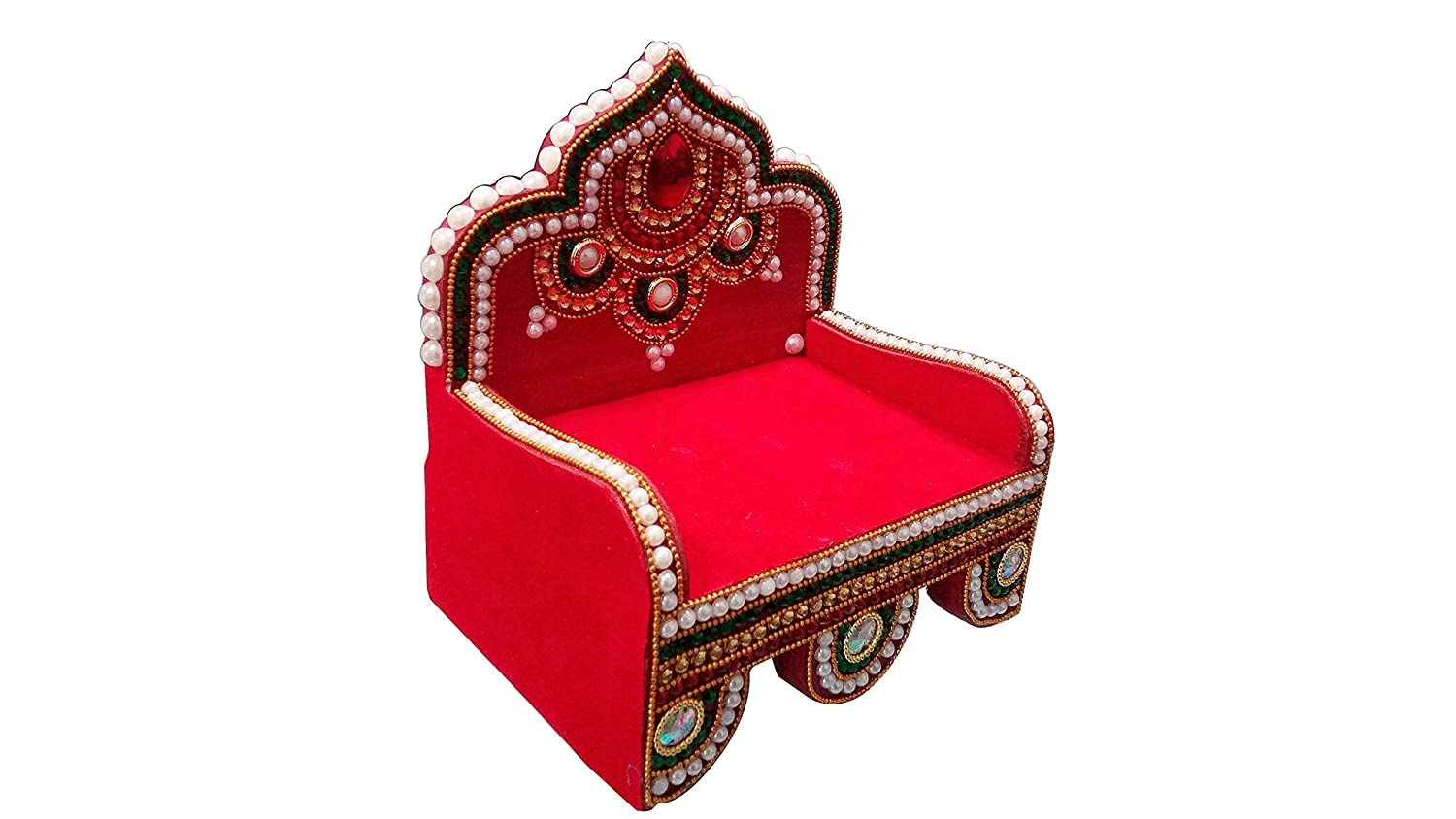 Singhasan for laddu Gopal god Idols Ganesh laxmi Wooden 6 inch, Religious Puja Gifts and Decor, Showpiece (Square), Red