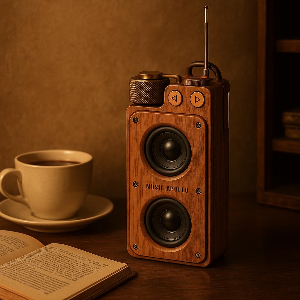 Coverzone 19cm Retro Ahşap Tasarımlı Bluetooth Hoparlör – 5W Güçlü